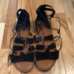 black lace up sandals